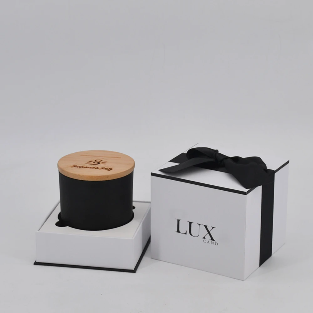 Wholesale design private label cylindrical  candle gift jar and with luxury set box custom white kraft round packing candle box