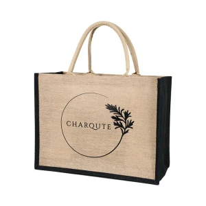 wholesale Eco friendly jute burlap reusable beach bag shopping jute bags with custom logo
