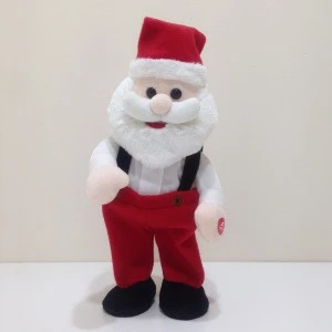 wholesale electronic singing&amp;dancing lovely christmas santa plush toy holiday toy kids toy