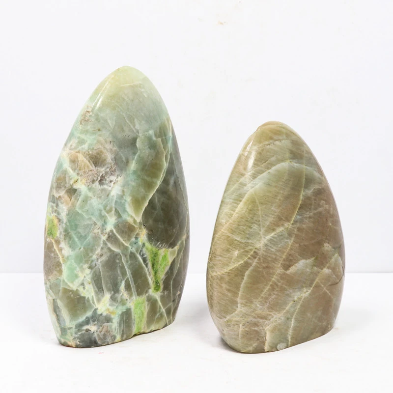 Wholesale Fashion Custom Natural Healing Stones Green Moonstone Freeform Reiki Stone Crafts  For Meditation