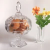 Wholesale Fashion flower Engraving Design Crystal Clear Glass Snacks or Fruit Bowl or Candy or Sugar Bowl With Lid