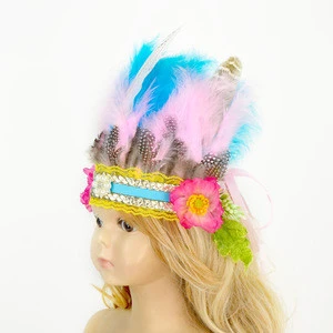 Wholesale Flower Hairband For Women And Girls Colorful Plume Adjustable Girl Hairbands For Decoration