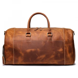 Wholesale Mens Cowhide Weekend Luggage Bag Genuine Leather Duffel Traveling Bag