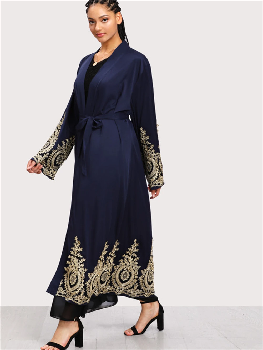 Wholesale modest islamic gold lace embroidery cuff Muslim Clothing Islamic dress