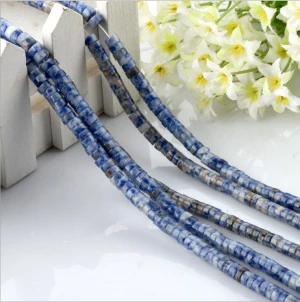 Wholesale Natural Saucer Gemstone Bead Loose Spacer Blue Dot Stone Beads Semi-finished For Jewelry Making OEM Color 2*4 3*6mm