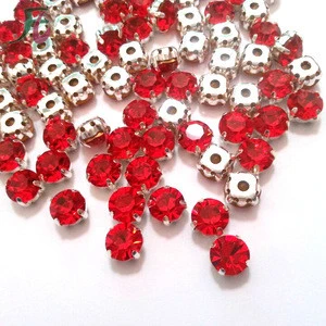 Wholesale SS38 Round Siam Color Sew On Crystal Rhinestone With Metal Claw Setting