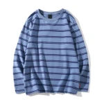 Wholesale Striped Crewneck Sweatshirt Cotton Blank Printed Men Sweatshirt
