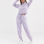 Wholesale training jogging wear funnel neck half zip sweatshirt fleece women jogging set for women