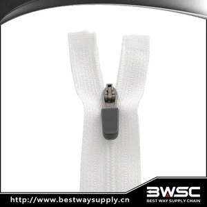 Wholesale white nylon plastic water resistant zipper for cycling jerseys
