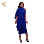Wholesale women summer dress wear ruffle decoration one piece solid evening dresses