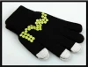 Winter LV English letter pattern fashion knitted black gloves three-finger touch screen acrylic mittens