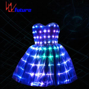 WL-090 wireless control LED Evening Dress LED Ballroom Dance Costumes  LED club dresses Girls dresses glow in the dark dresses