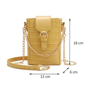 Women mini shoulder crossbody bag chain bag straps leather cell phone bag