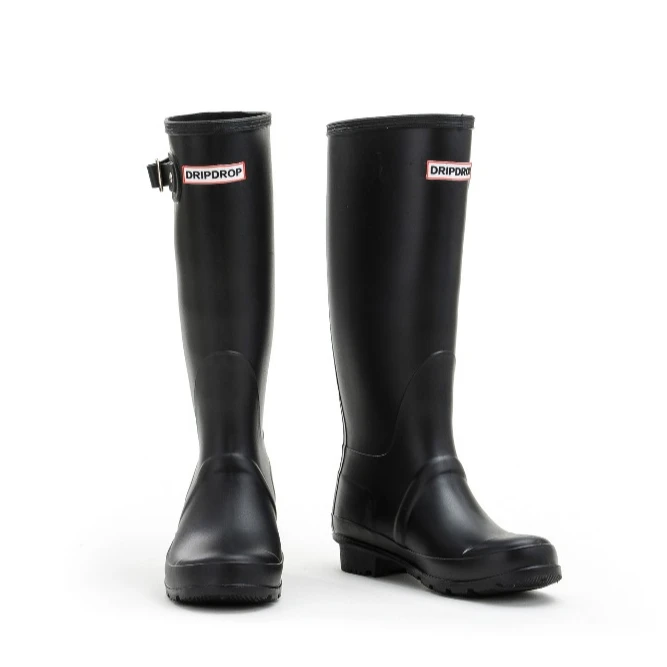 Women Rain Boots England Light knee High Rain Boots Water Shoes Fall Boots Black