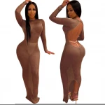 women  see through maxi dress club party backless dress latest design bodycon dress