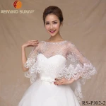 Women's White Lace Wedding Bead Shawls Wraps Cape For Formal Dresses