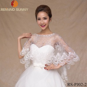 Women&#39;s White Lace Wedding Bead Shawls Wraps Cape For Formal Dresses