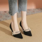 Womens Red Pearl Shallow Pump Shoes New Designed Pointy High-Heeled Stiletto Bridal Wedding Shoes for Autumn