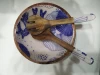 Wooden Printed Bowl with salad servers