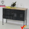 wooden top metal industrial hand painted black sideboard