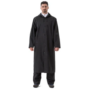 Work Single layer Rain Gear Windproof Coat With Big Hat Outdoor Police Military Raincoat