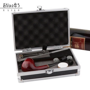 Yiwu Erliao Wholesale smoking pipe Aluminium alloy pipe sleeve hand wood tobacco pipes