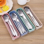 Ywbeyond 4 pcs Portable Stainless Steel Tableware Set Cutlery Knife Fork Spoon Chopsticks Flatware Set Travel Dinner Set