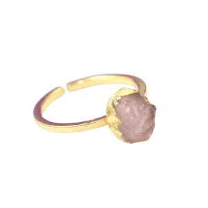 Rose Quartz Gold Platted Ring