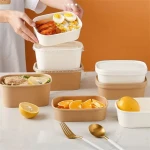 XIAMEN Wholesale Biodegradable Leakproof Kraft White Food Container Printed Paper Bowls