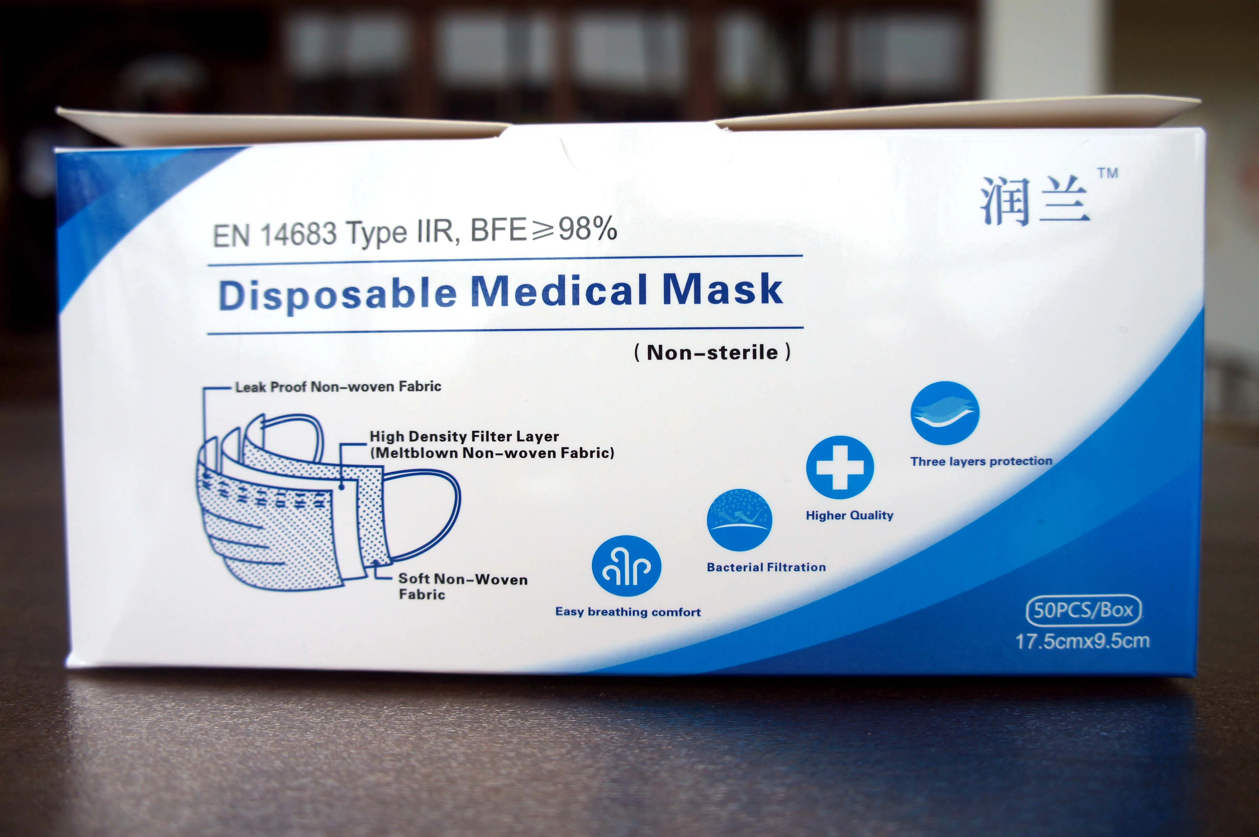 Buy Disposable Face Mask,(non-sterile) 3-layer, Earloop, Type En 14683 ...