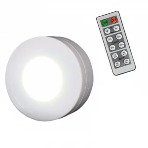 Battery powered dimmable led puck light with remote for cabinet, closet,living room
