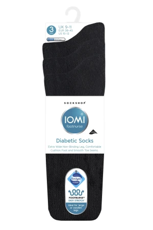 IOMI FootNurse Cushion Foot Diabetic Socks Black