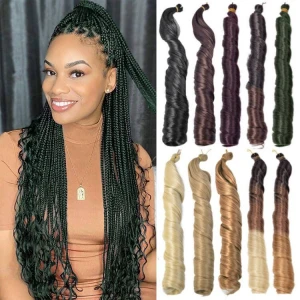 Long Loose Wave Synthetic Braiding Hair Attachment French Curl Crochet Braids Bone Straight Prestretched Hair Extensions
