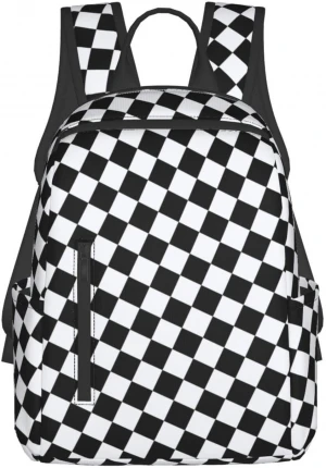 Back to School Black White Checker Bag Lightweight Laptop Backpack