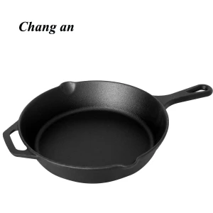 Pre-seasoned cast iron skillet  fry pan with easy grip handle 26cm