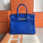 HERMES BLUE ELECTRIC MATT CROCODILE