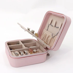 Luxury Leather Jewelry Box with Double Tray for Ear Rings and Rings