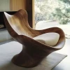 Unique Shaped Leisure Chair Minimalist Design Accent Chair Solid Wood Armchair