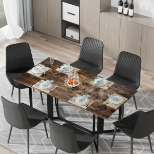 Dining Table for 6 People, 62 Inch Foldable Wood Dining Table for Small Spaces Kitchen Table Rectangular Dining Table f