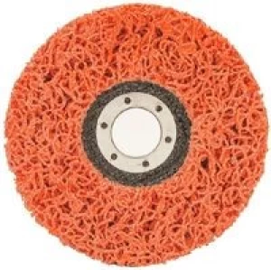 Orange strip-it and clean cup wheel with fiberglass backing
