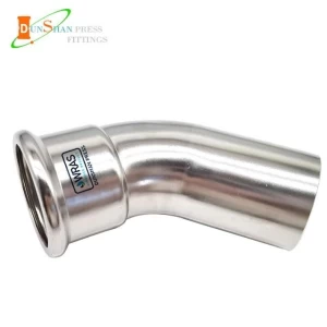 45° plain elbow-B stainless steel press fitting with DVGW