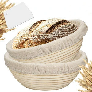 10 Inch Round Bread Proofing Basket Set with Silicone Pastry Scraper