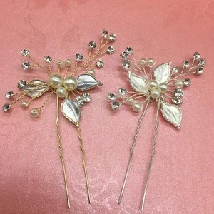 100% Handmade Bridal HeadpieceCrystal Bridal Hairpins Flower Design Hairpins Stick for Wedding Party