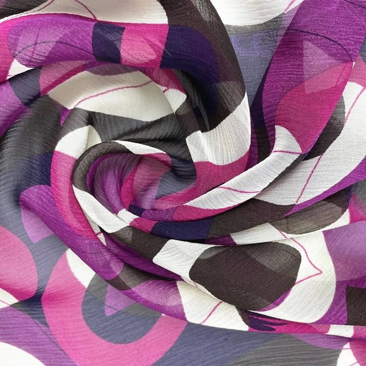 100% pure silk Digital printed silk fabric 100% silk crinkle georgette fabric for dress