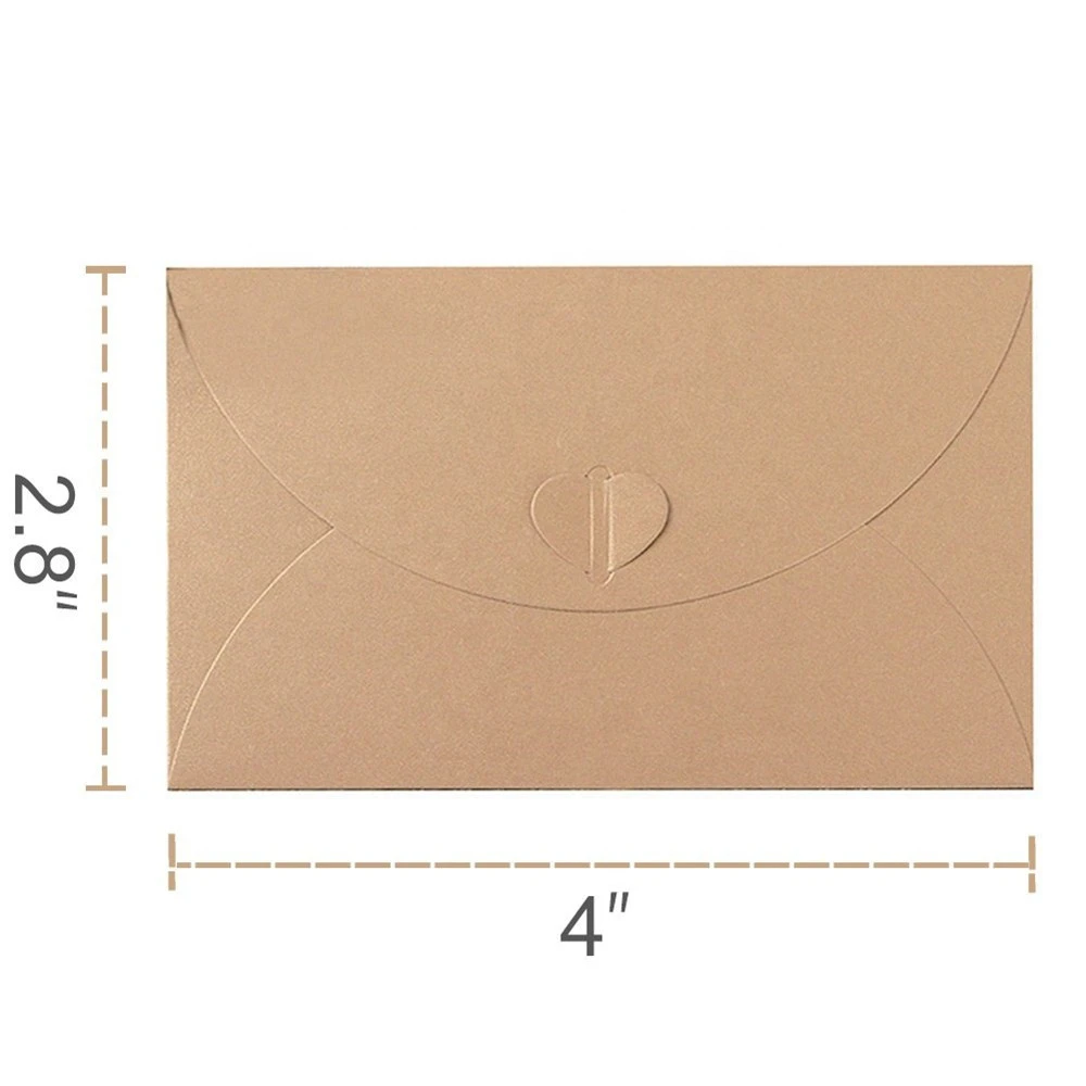 100PCS Mini Gift Card Envelopes, Handmade Seed Envelopes Bulk Cute Kraft Paper Envelopes Holders with Heart Clasp