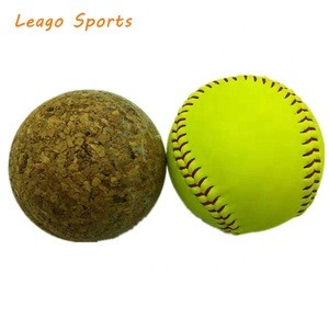 12 inch logo softball, synthetic leather cork core training softballs