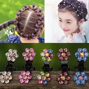 12pcs/pack Crystal Rhinestone Flower Hair Claw Clips For Girls Accessories