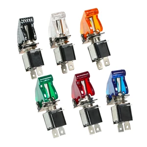 12V 20A Auto Car Boat Truck Illuminated Car Aircraft R/B/G/Y/W Led Toggle Switch Control On-Off With Safety Aircraft Cover Guard