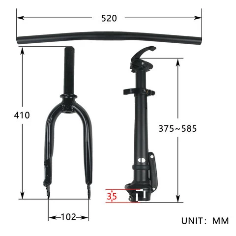 14 inch front e-bike fork electric scooter fork