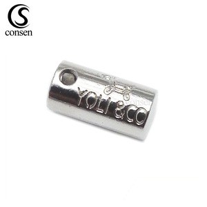 15 days delivery silver color brand name engraved garment cord end with screw